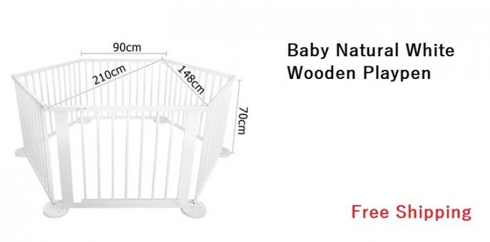 Baby Natural White Wooden Playpen