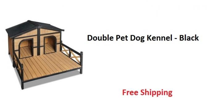 Double Pet Dog Kennel - Black