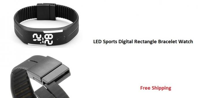 LED Sports Digital Rectangle Bracelet Watch